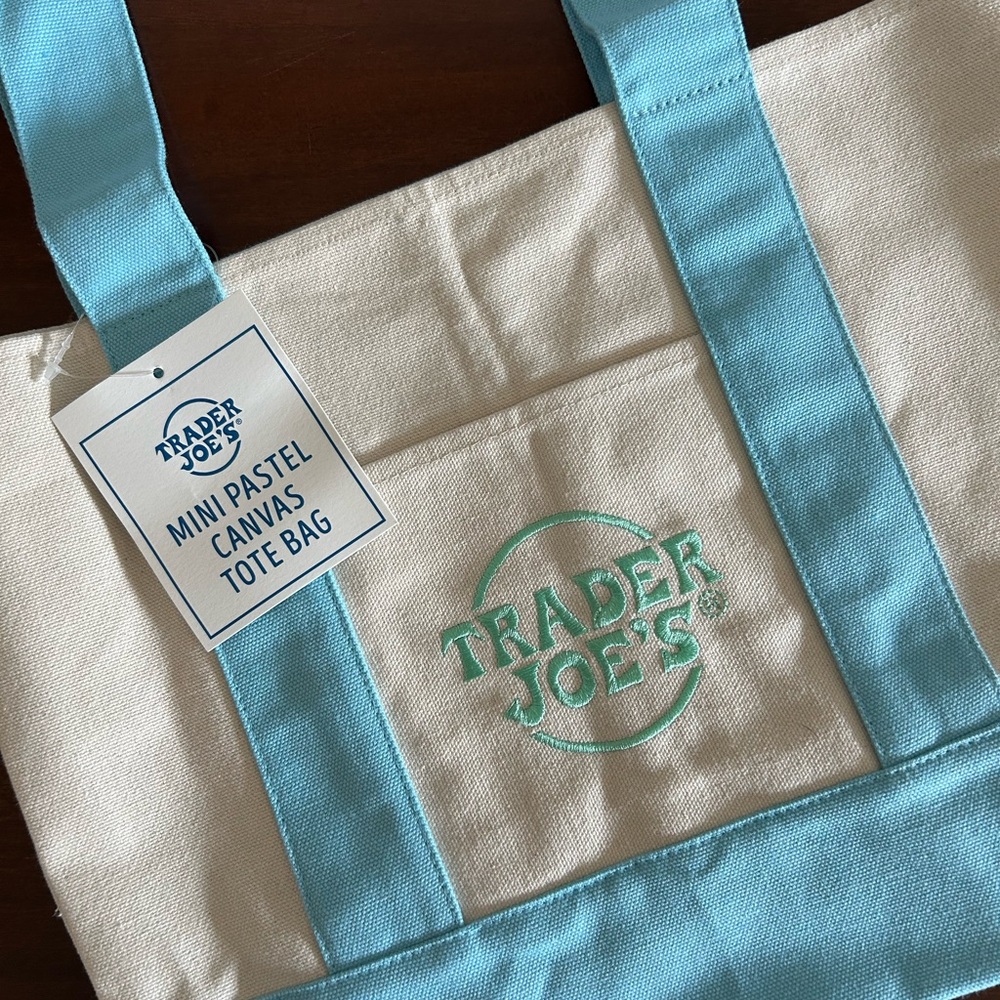 Trader Joe's Mini Pastel Tote Bag - Baby Blue - NWT